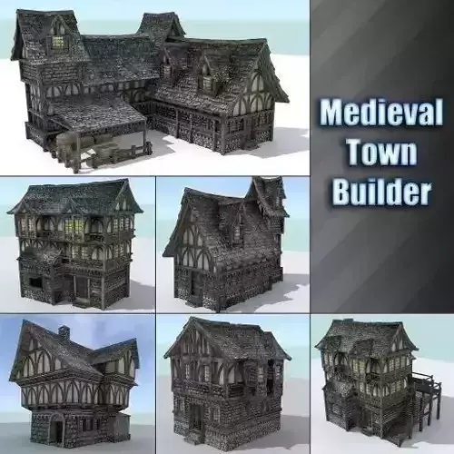 Medieval Town Builder Low-poly 3D model