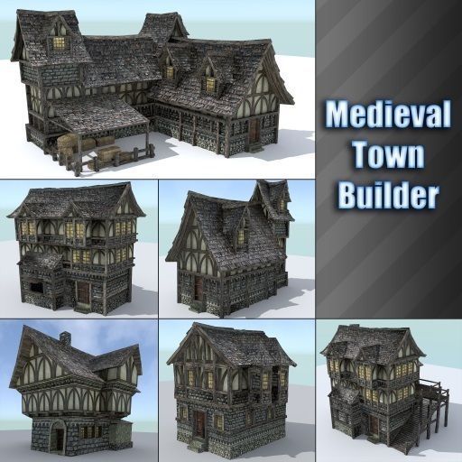 Medieval Town Builder Low-poly 3D model_0