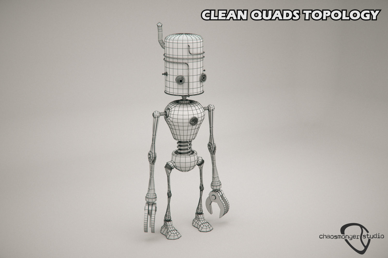 Clunky Robot Rigged Low-poly 3D model_1