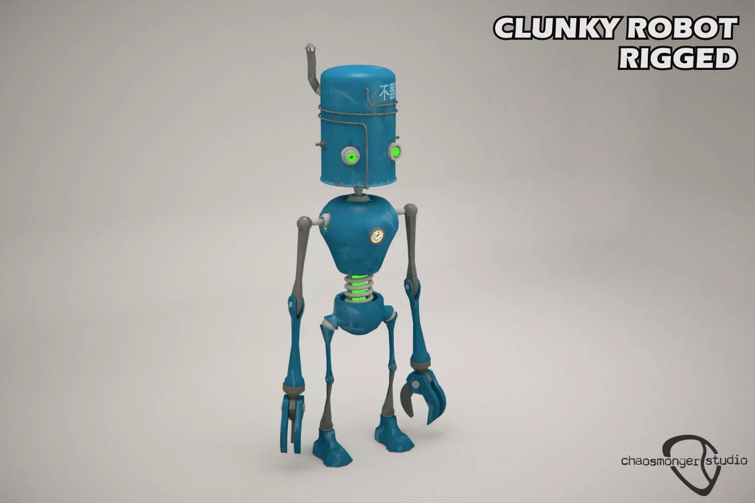 Clunky Robot Rigged Low-poly 3D model_0