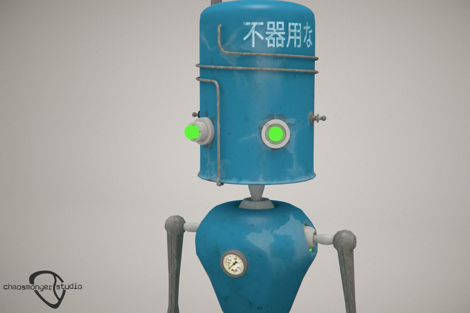 Clunky Robot Rigged Low-poly 3D model_5