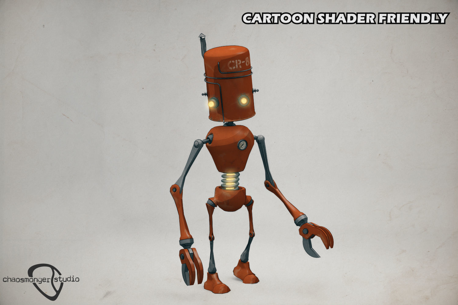 Clunky Robot Rigged Low-poly 3D model_4