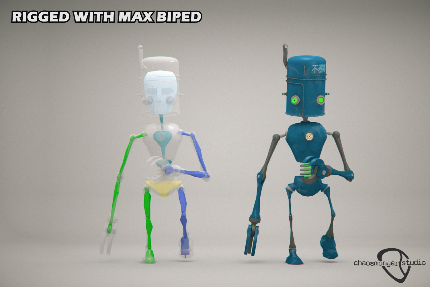 Clunky Robot Rigged Low-poly 3D model_2