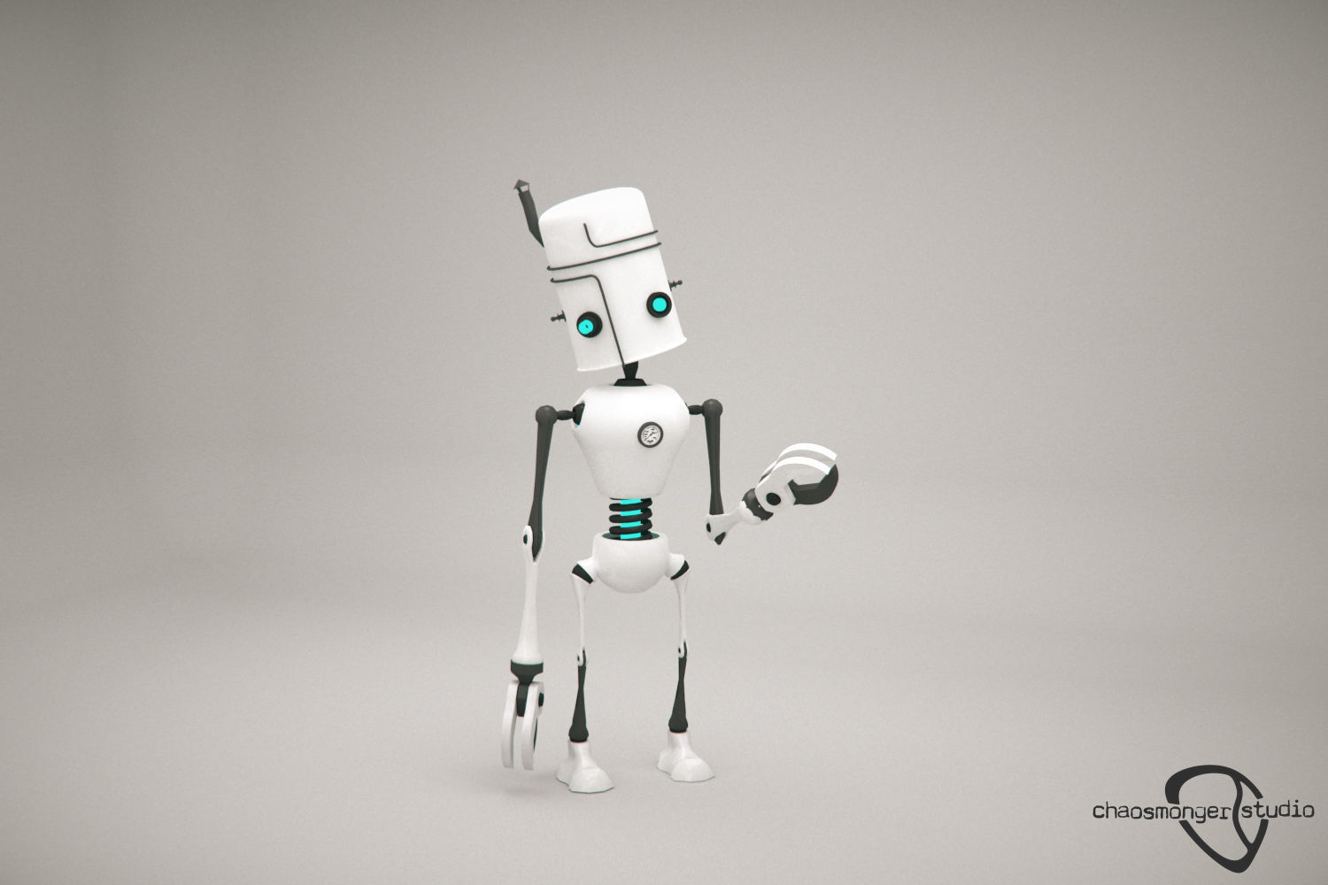 Clunky Robot Rigged Low-poly 3D model_7