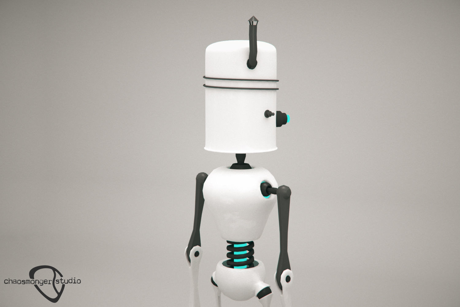 Clunky Robot Rigged Low-poly 3D model_6