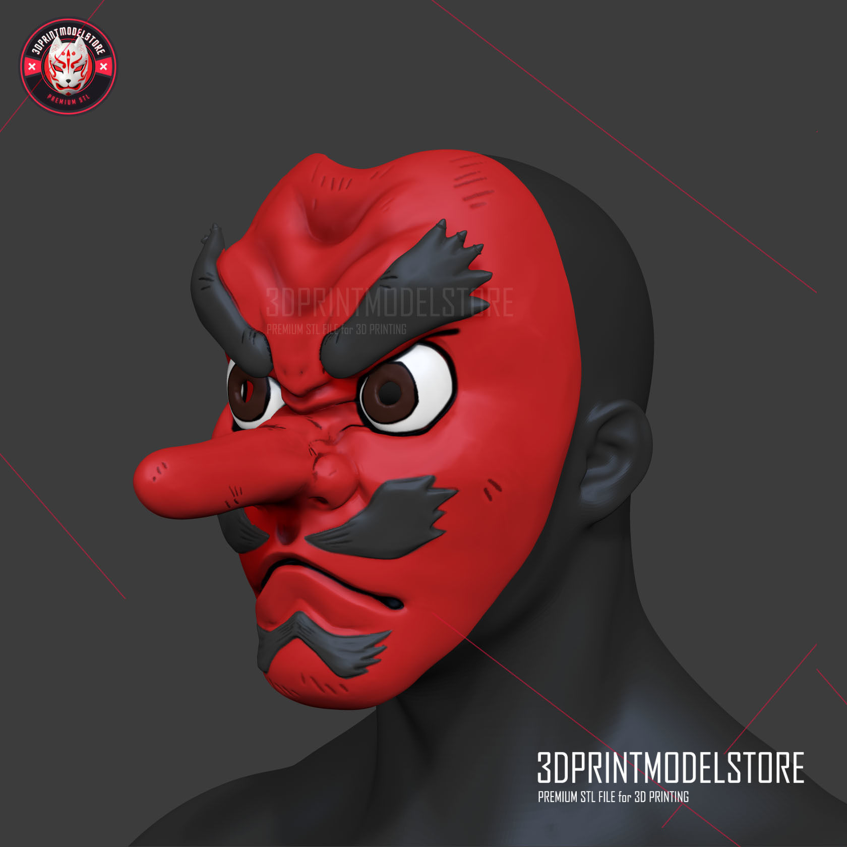 Demon Slayer Urokodaki Mask Kimetsu no Yaiba Cosplay Helmet 3D print model_2