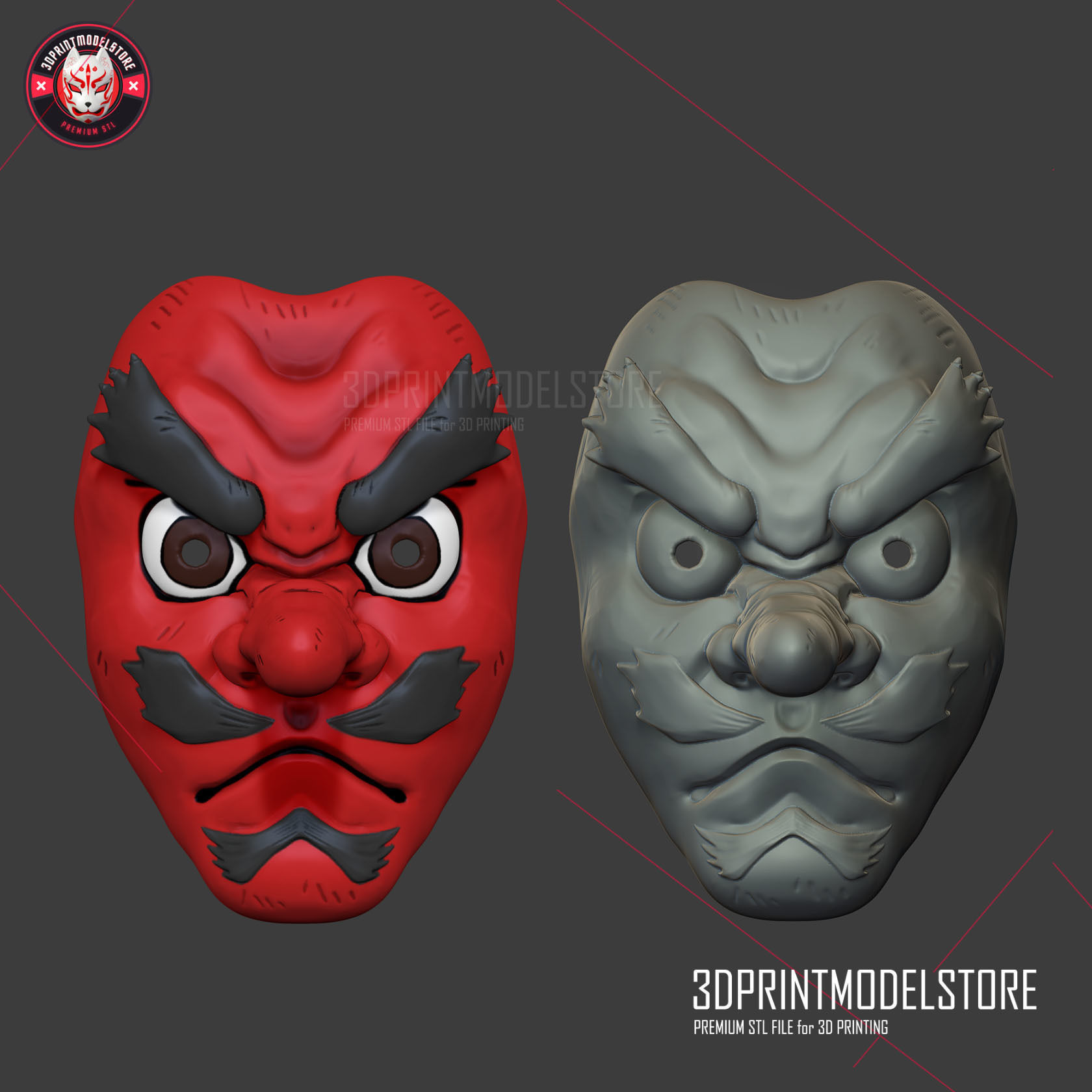 Demon Slayer Urokodaki Mask Kimetsu no Yaiba Cosplay Helmet 3D print model_7