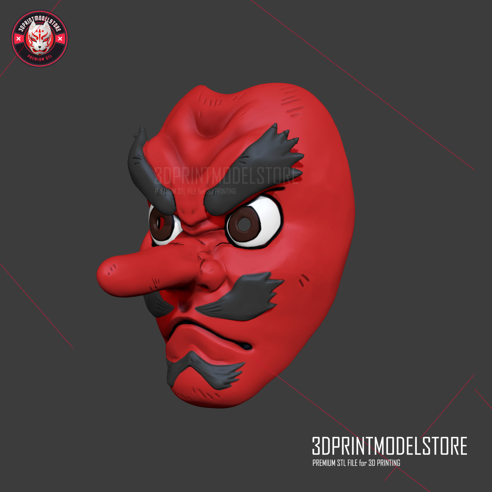 Demon Slayer Urokodaki Mask Kimetsu no Yaiba Cosplay Helmet 3D print model_4