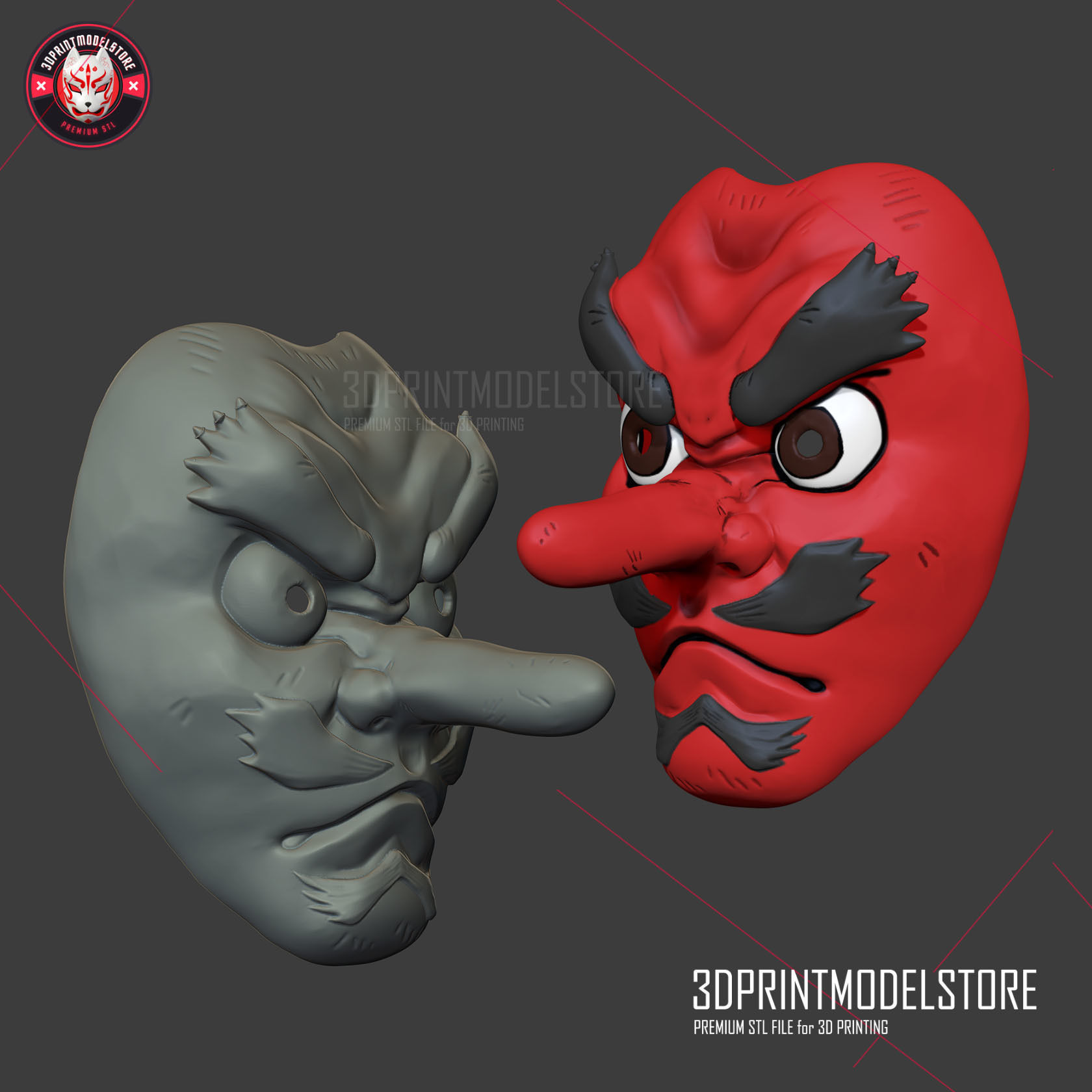 Demon Slayer Urokodaki Mask Kimetsu no Yaiba Cosplay Helmet 3D print model_8