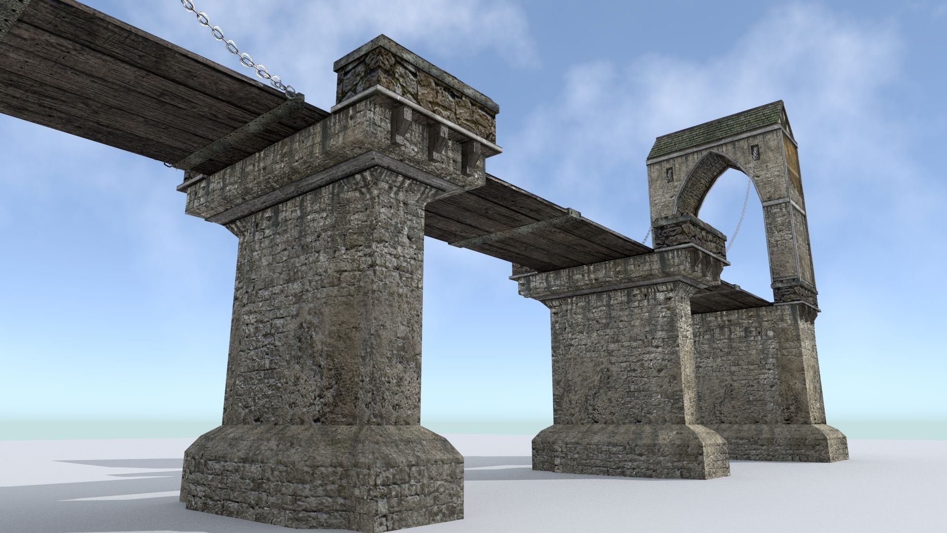 Medieval City Drawbridge Low-poly 3D model_2