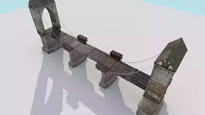 Medieval City Drawbridge Low-poly 3D model