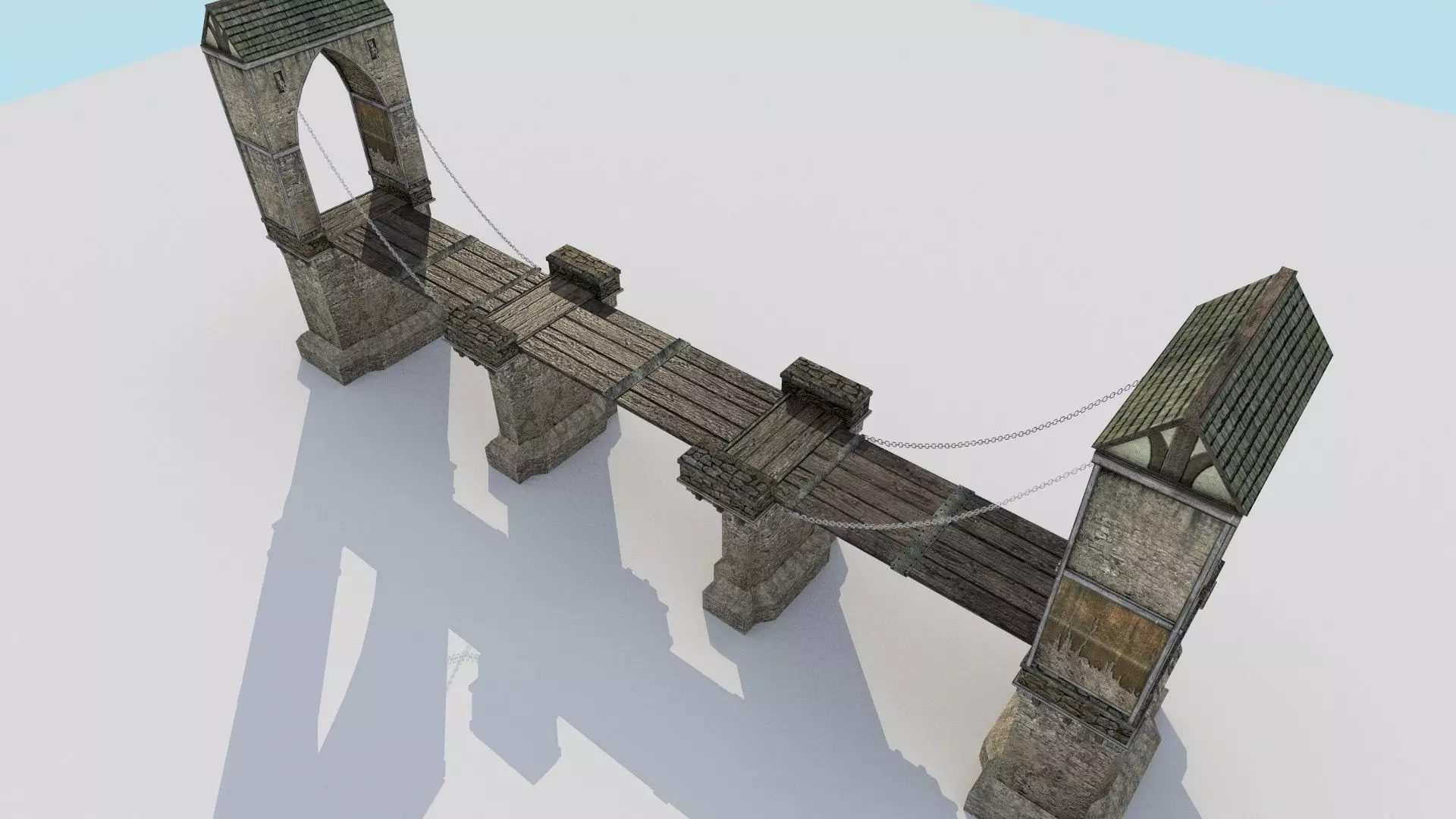 Medieval City Drawbridge Low-poly 3D model_0