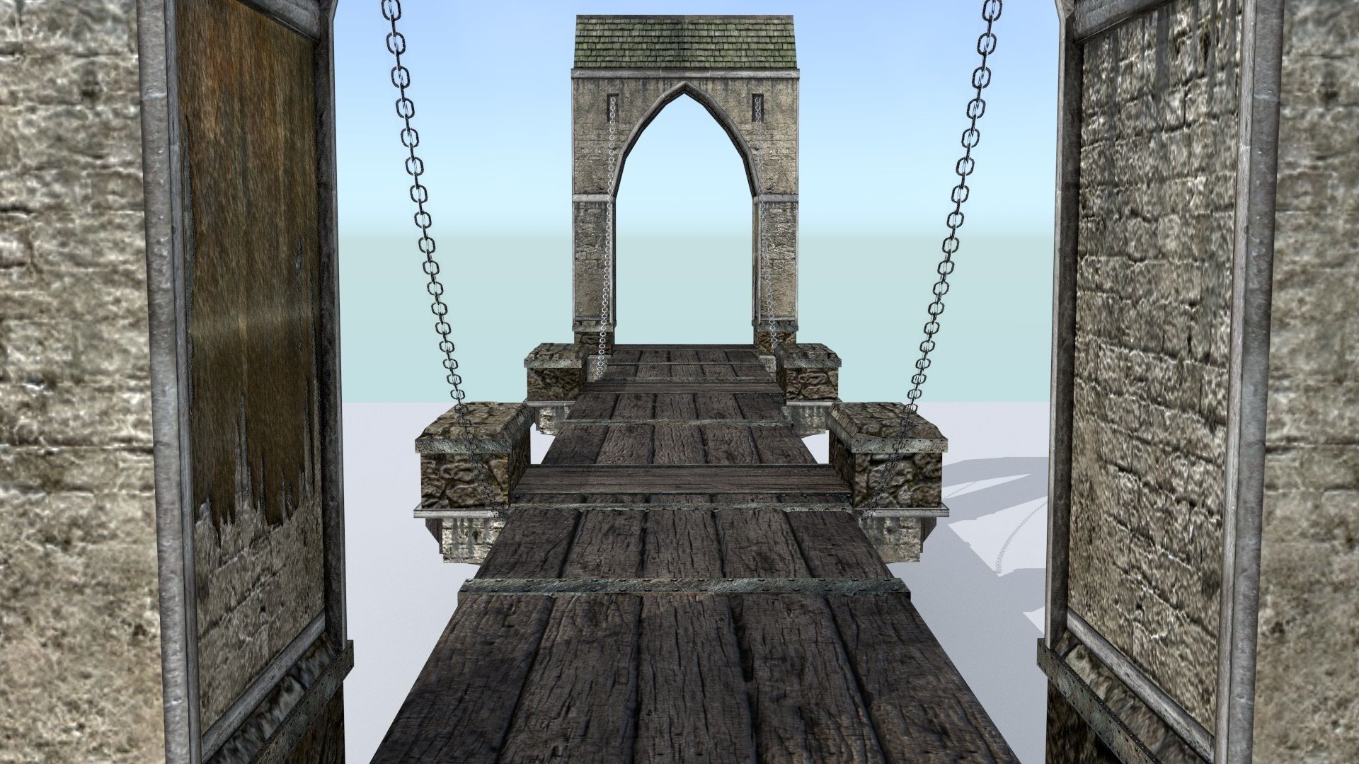 Medieval City Drawbridge Low-poly 3D model_3
