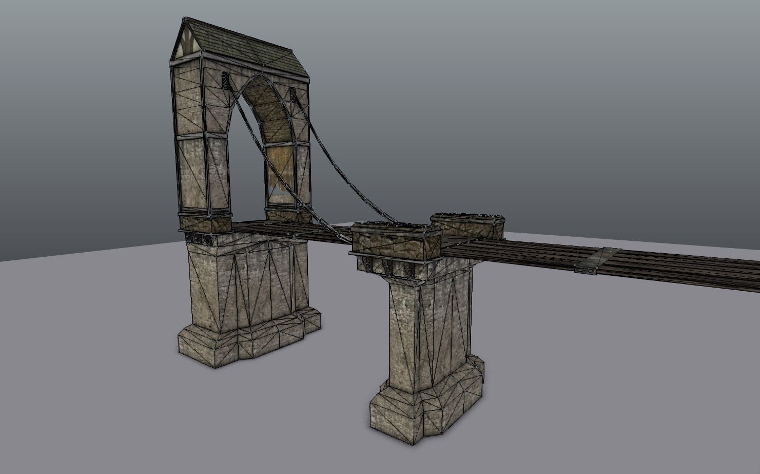 Medieval City Drawbridge Low-poly 3D model_6