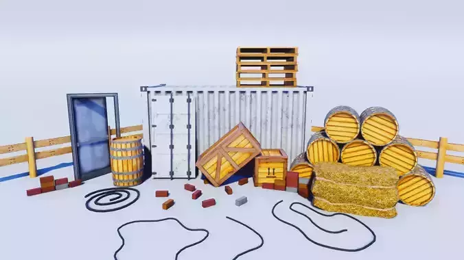 Cartoon Prop Essentials - Industrial Pack Low-poly 3D model
