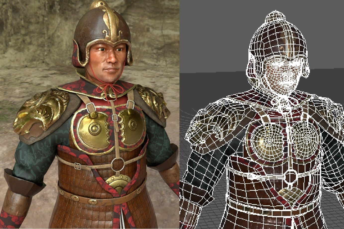 Realistic Traditional Ancient Asian Warrior Soldier