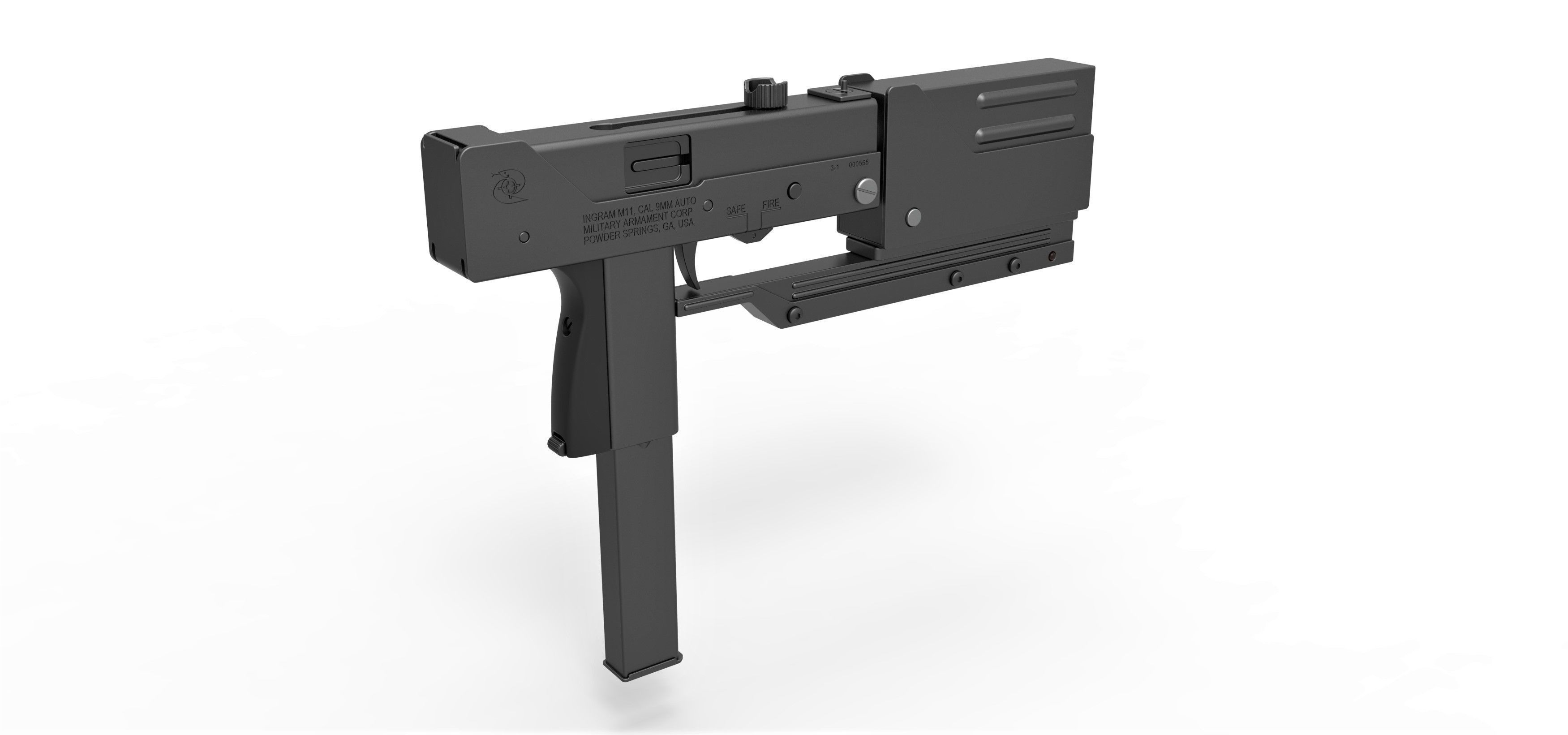 Submachine gun modified MAC-11 from the movie Blade 1998 3D model_15