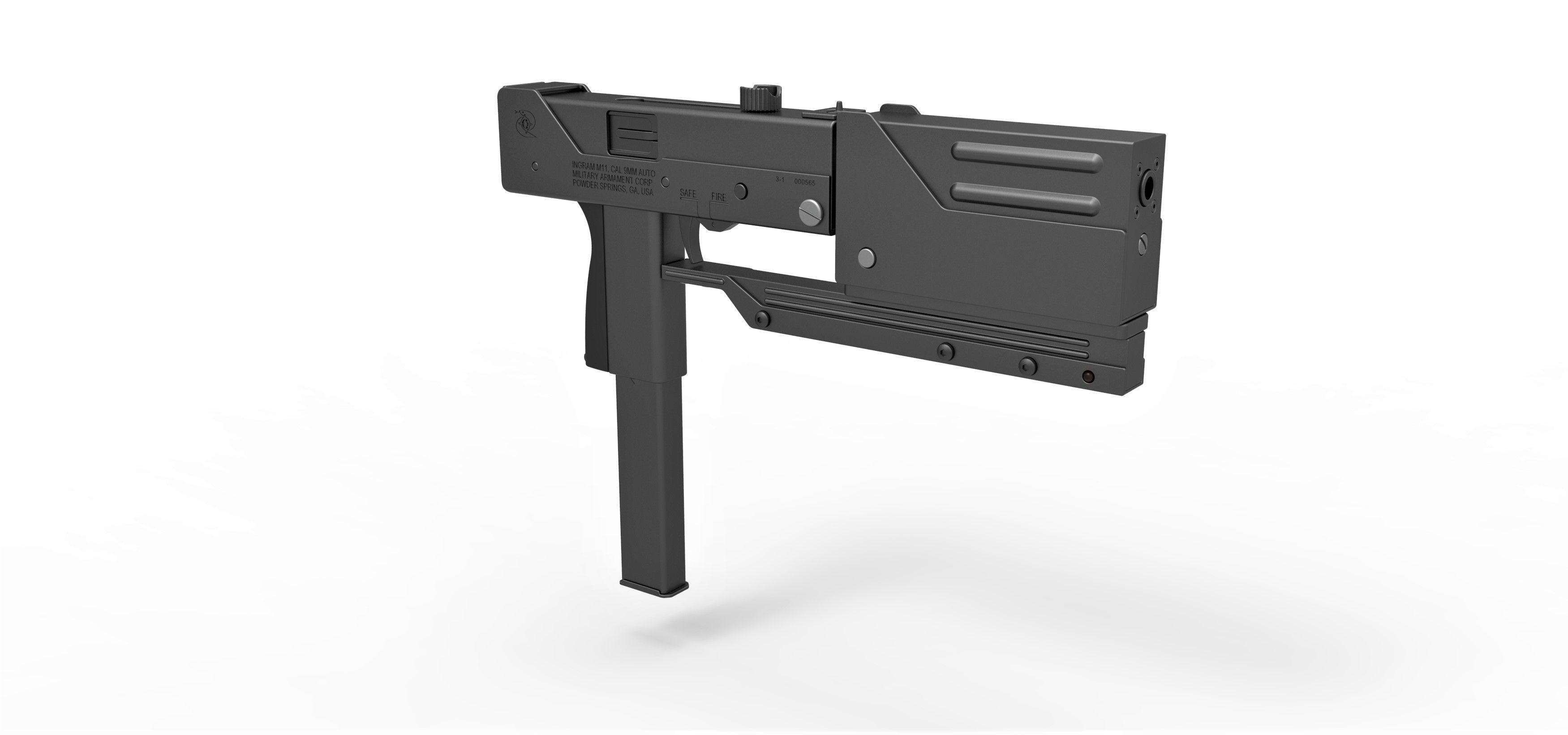 Submachine gun modified MAC-11 from the movie Blade 1998 3D model_13