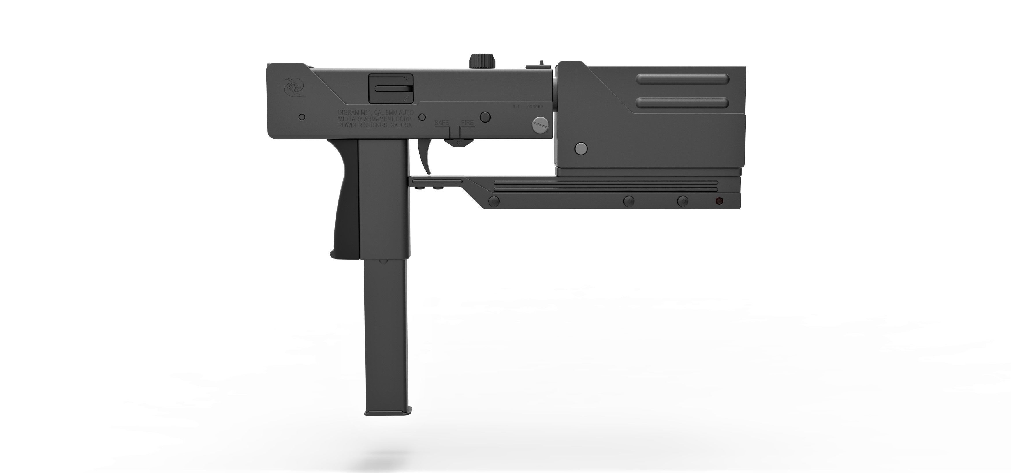 Submachine gun modified MAC-11 from the movie Blade 1998 3D model_14