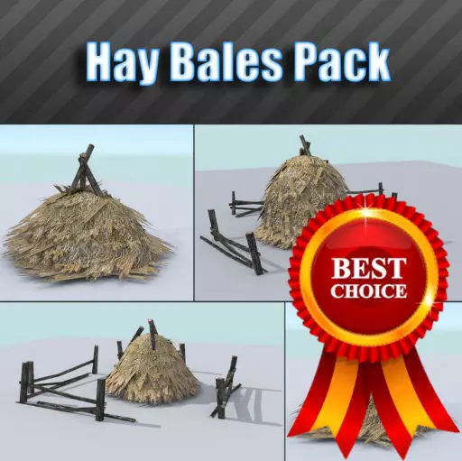 Hay Bales Pack Low-poly 3D model_0
