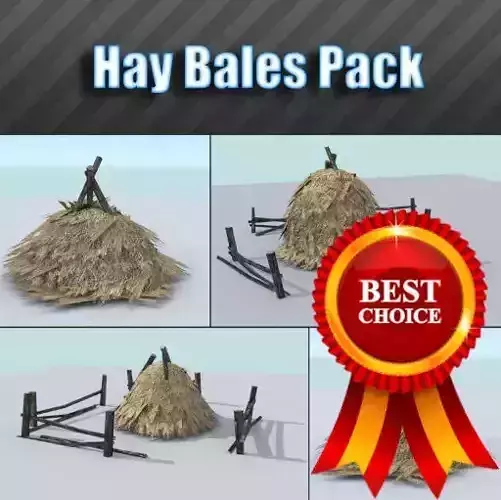 Hay Bales Pack Low-poly 3D model