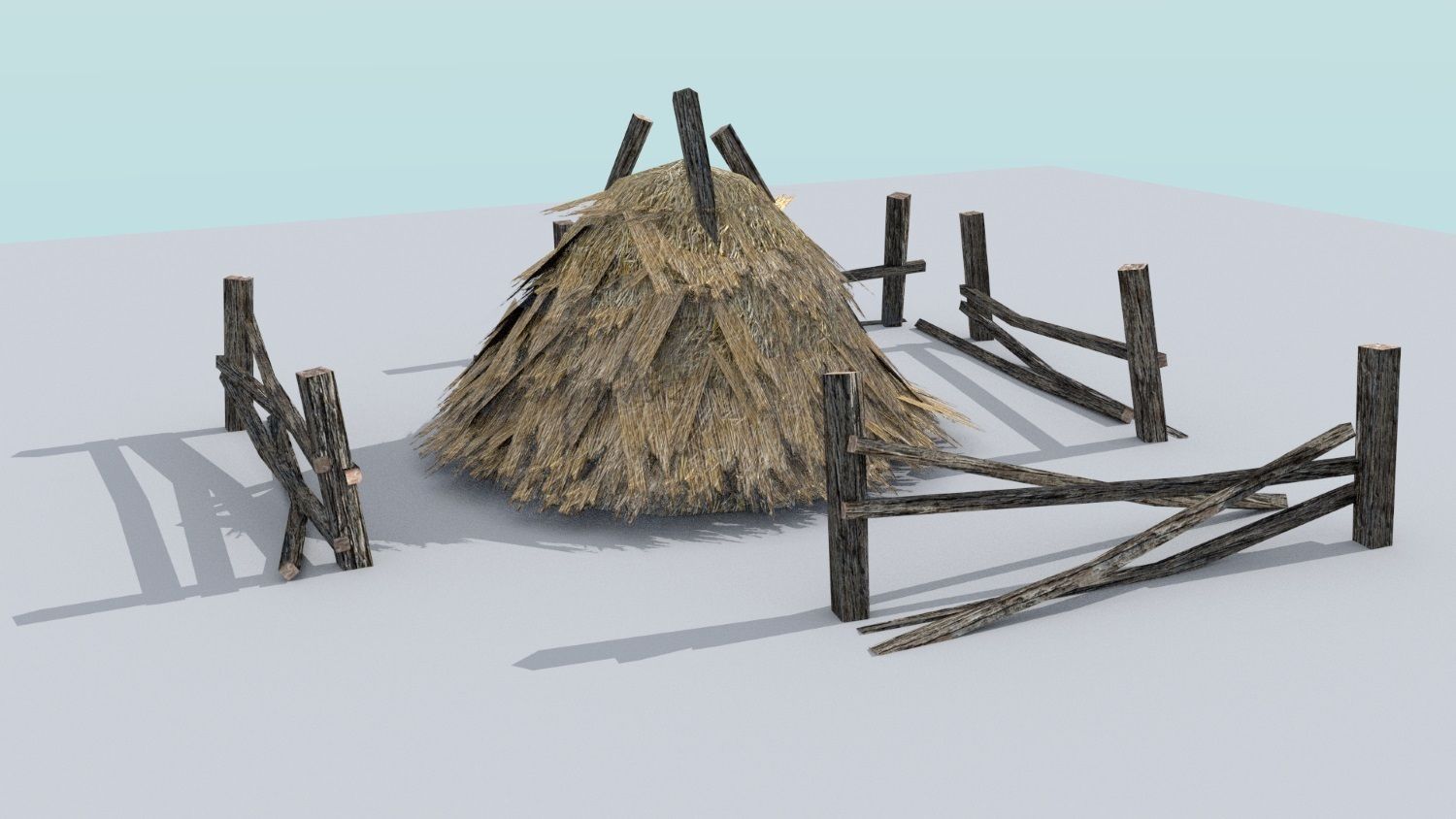 Hay Bales Pack Low-poly 3D model_10