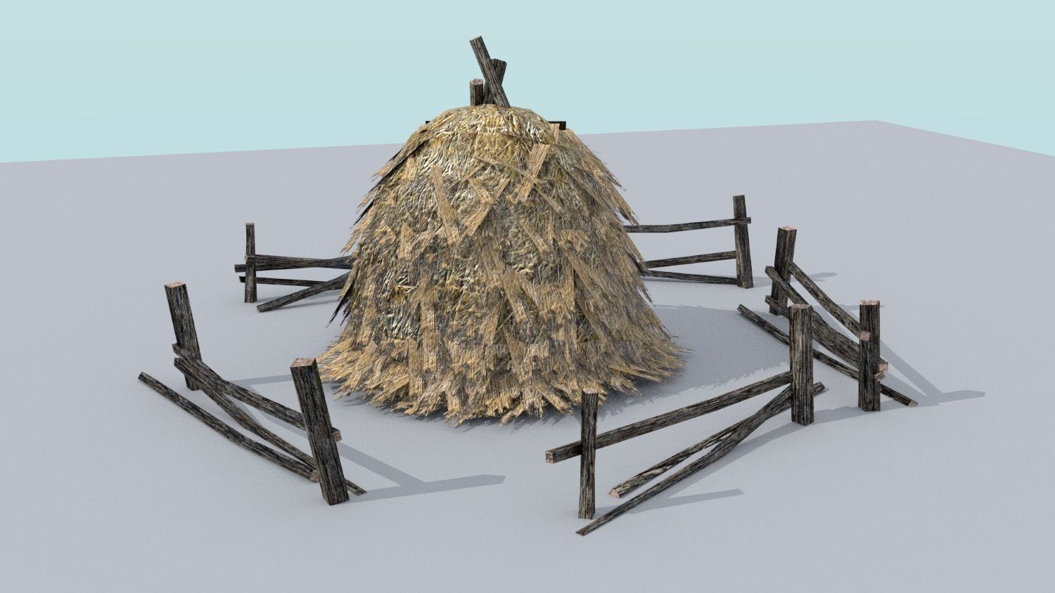 Hay Bales Pack Low-poly 3D model_5
