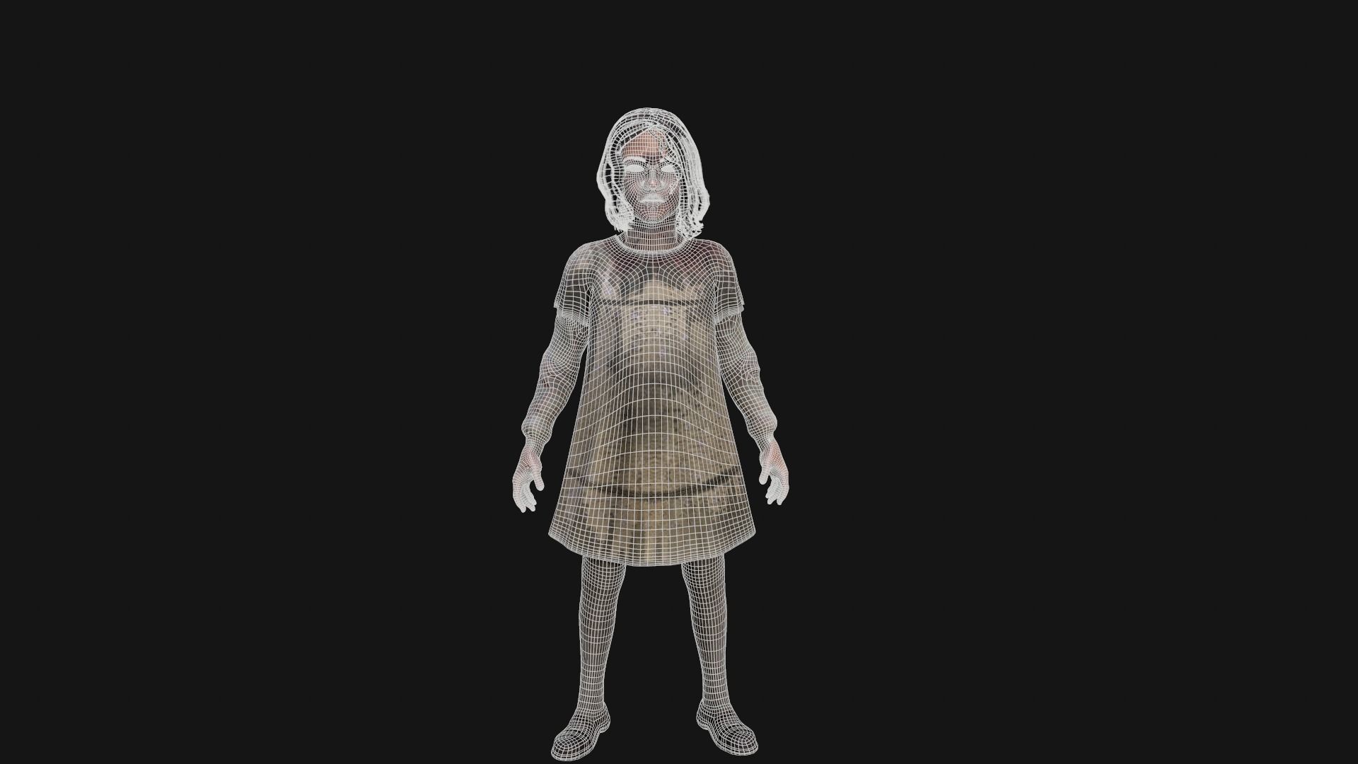 Creepy little girl Ghost Low-poly 3D model_4