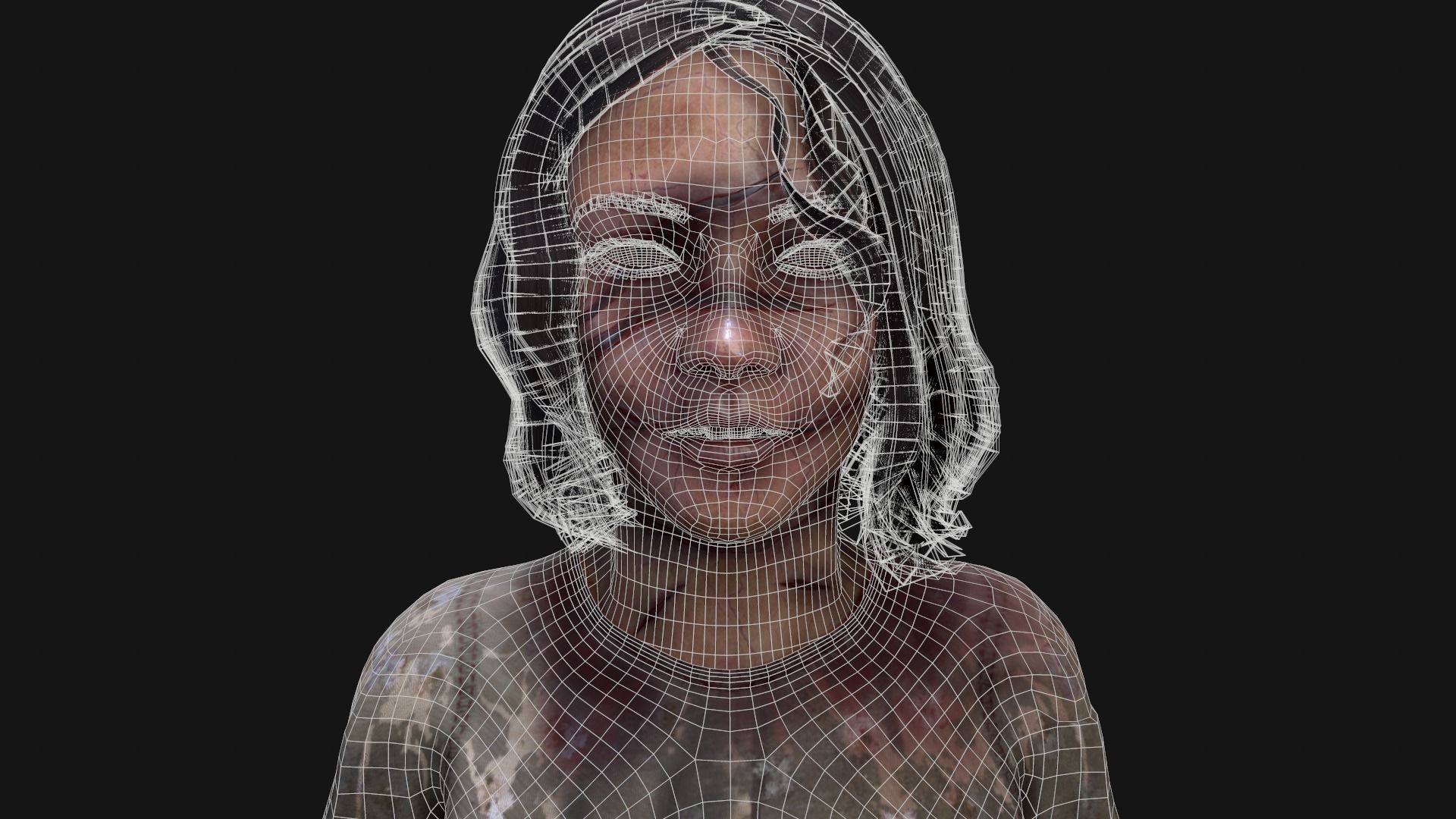 Creepy little girl Ghost Low-poly 3D model_5