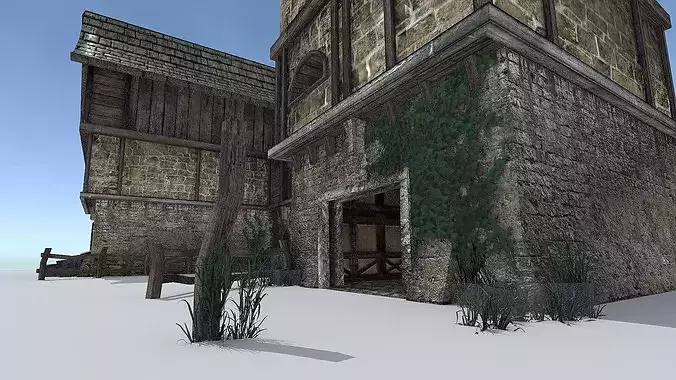 Medieval City Storehouse Low-poly 3D model 6