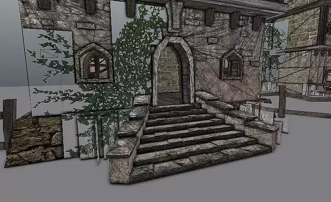 Medieval City Storehouse Low-poly 3D model 3