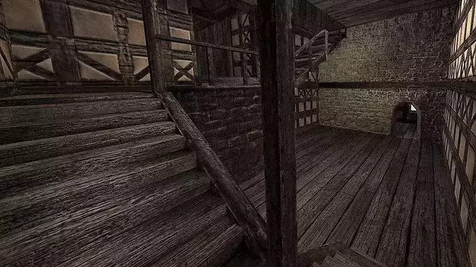 Medieval City Storehouse Low-poly 3D model 7