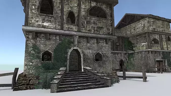 Medieval City Storehouse Low-poly 3D model 2