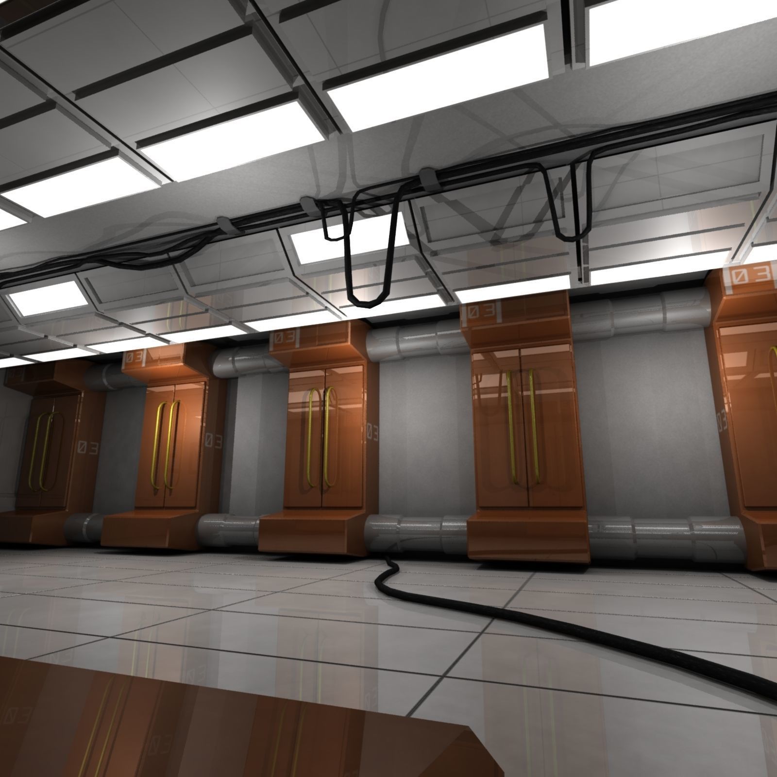 Engineering Hallway Low-poly 3D model_2