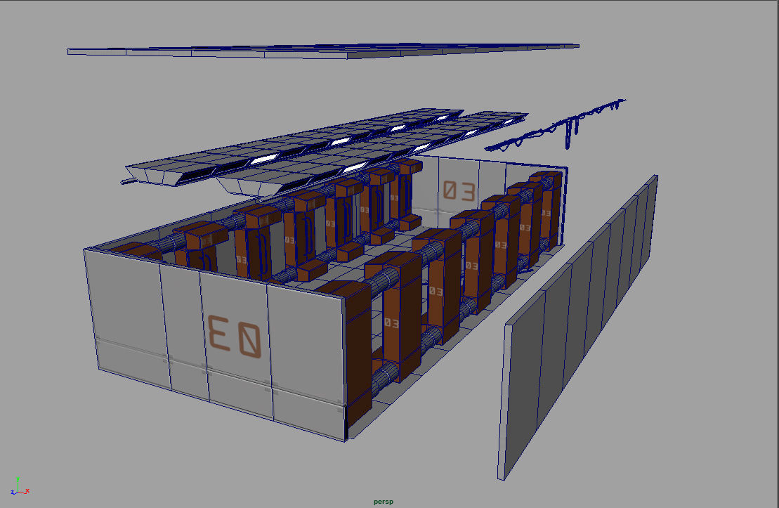 Engineering Hallway Low-poly 3D model_7