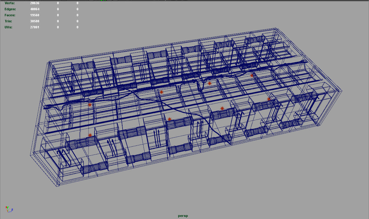 Engineering Hallway Low-poly 3D model_9