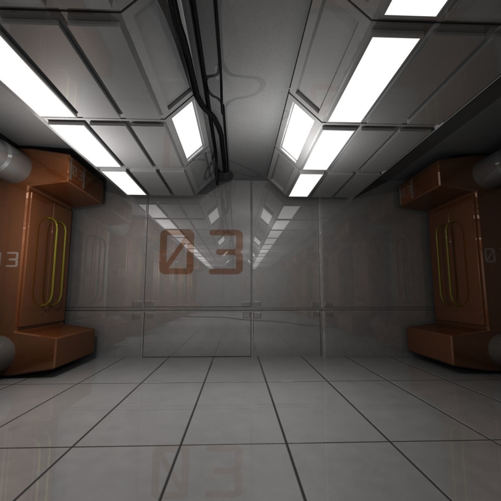Engineering Hallway Low-poly 3D model_3
