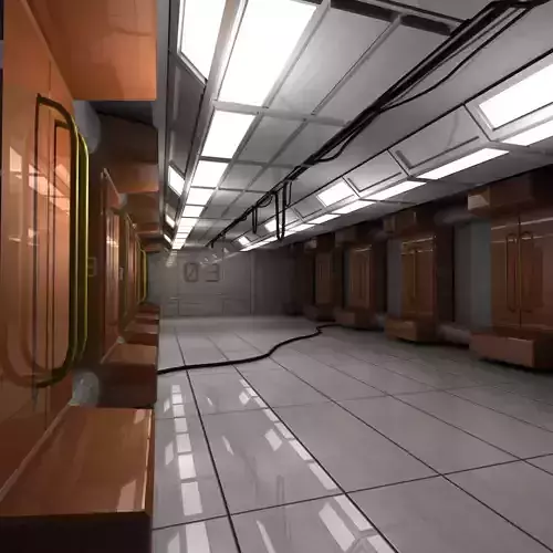 Engineering Hallway Low-poly 3D model