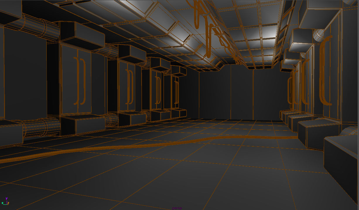 Engineering Hallway Low-poly 3D model_8