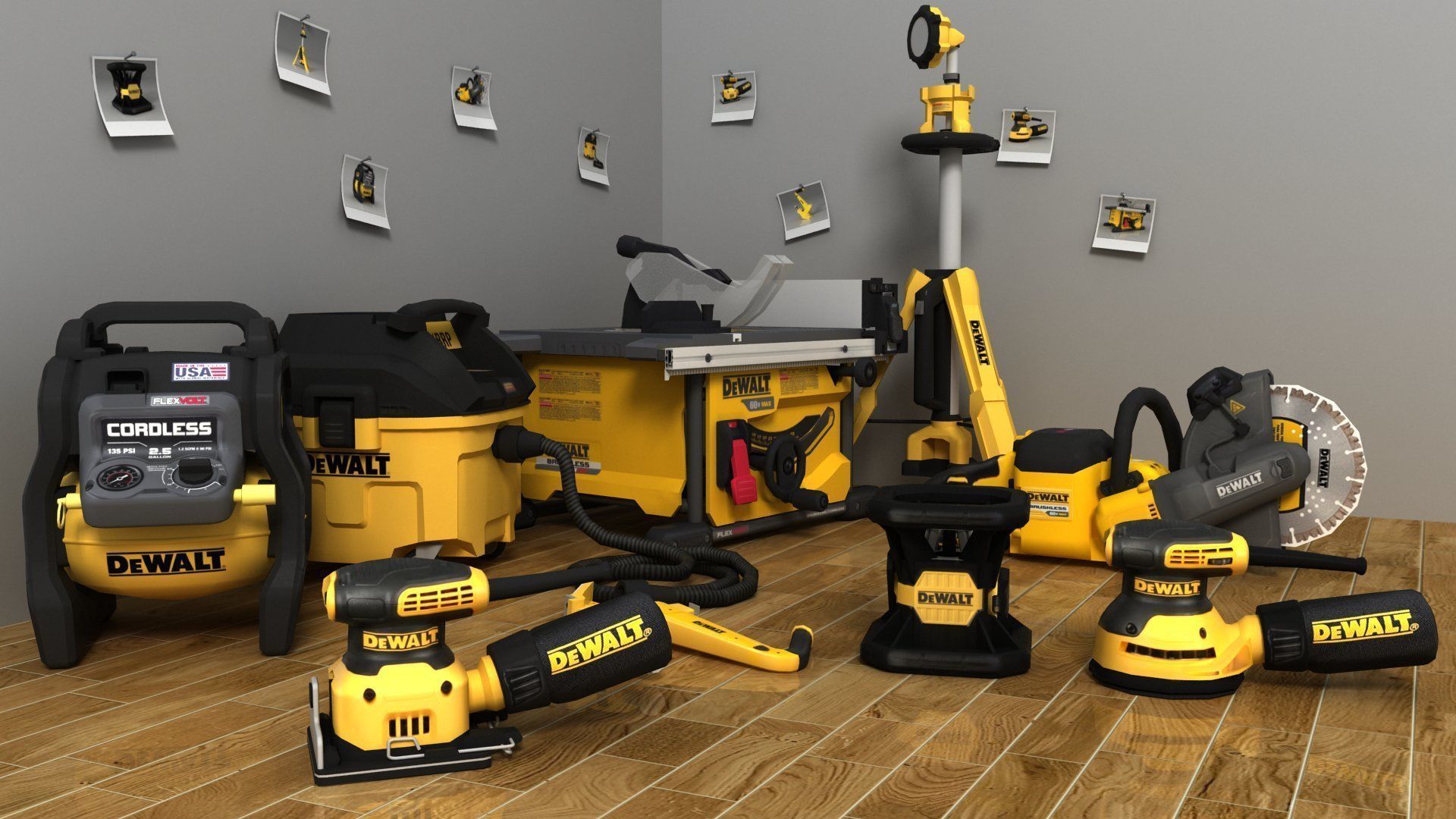 Dewalt 9 tools Part -2 Low-poly 3D model_3