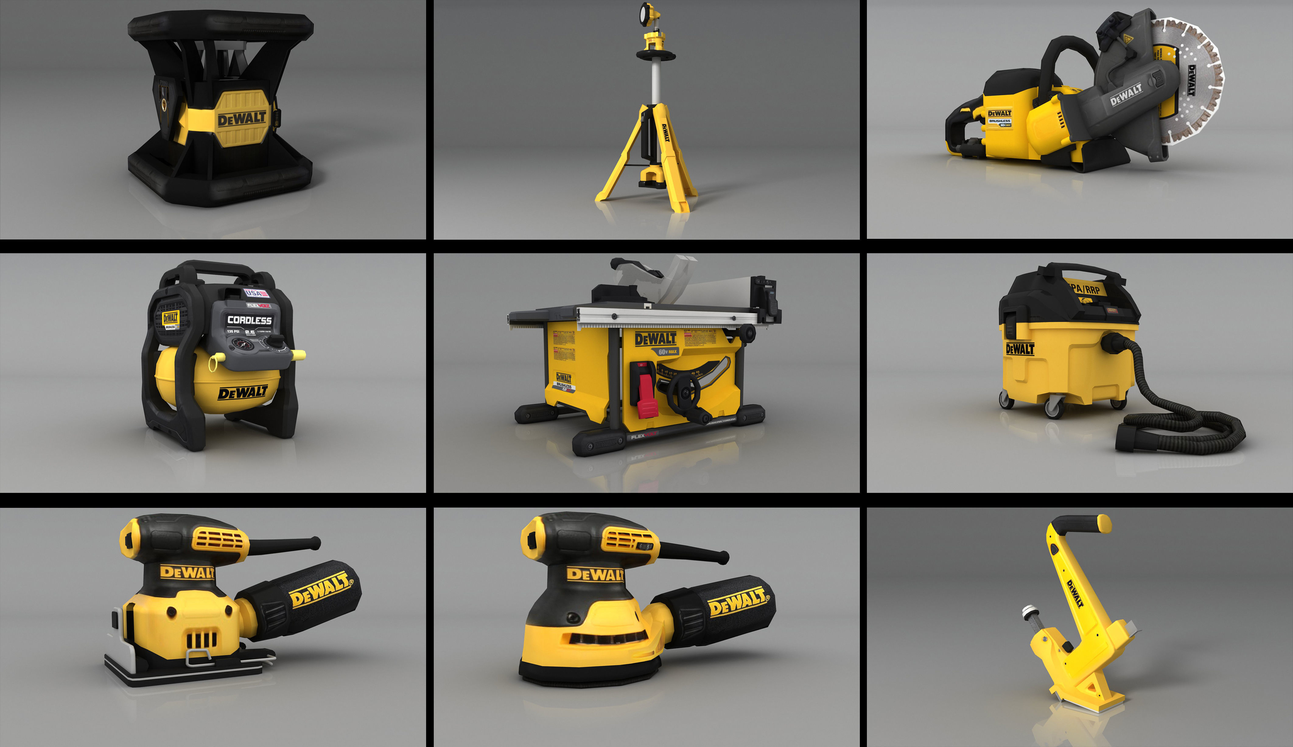 Dewalt 9 tools Part -2 Low-poly 3D model_14