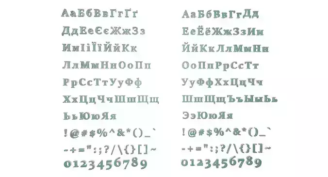Russian and Ukrainian Letters - Steel Green Low-poly 3D model