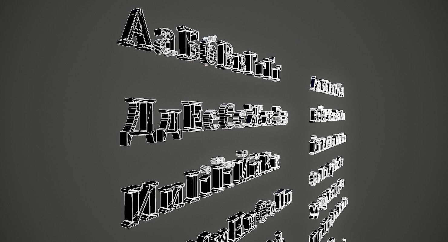 Russian and Ukrainian Letters - Steel Red Low-poly 3D model_33