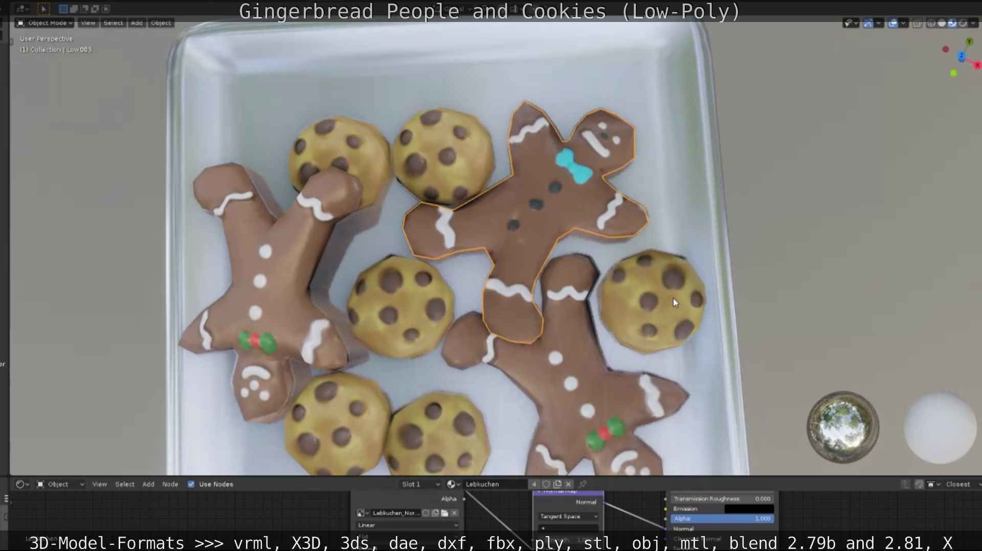 Gingerbread People And Cookies Low-Poly Low-poly 3D model_35