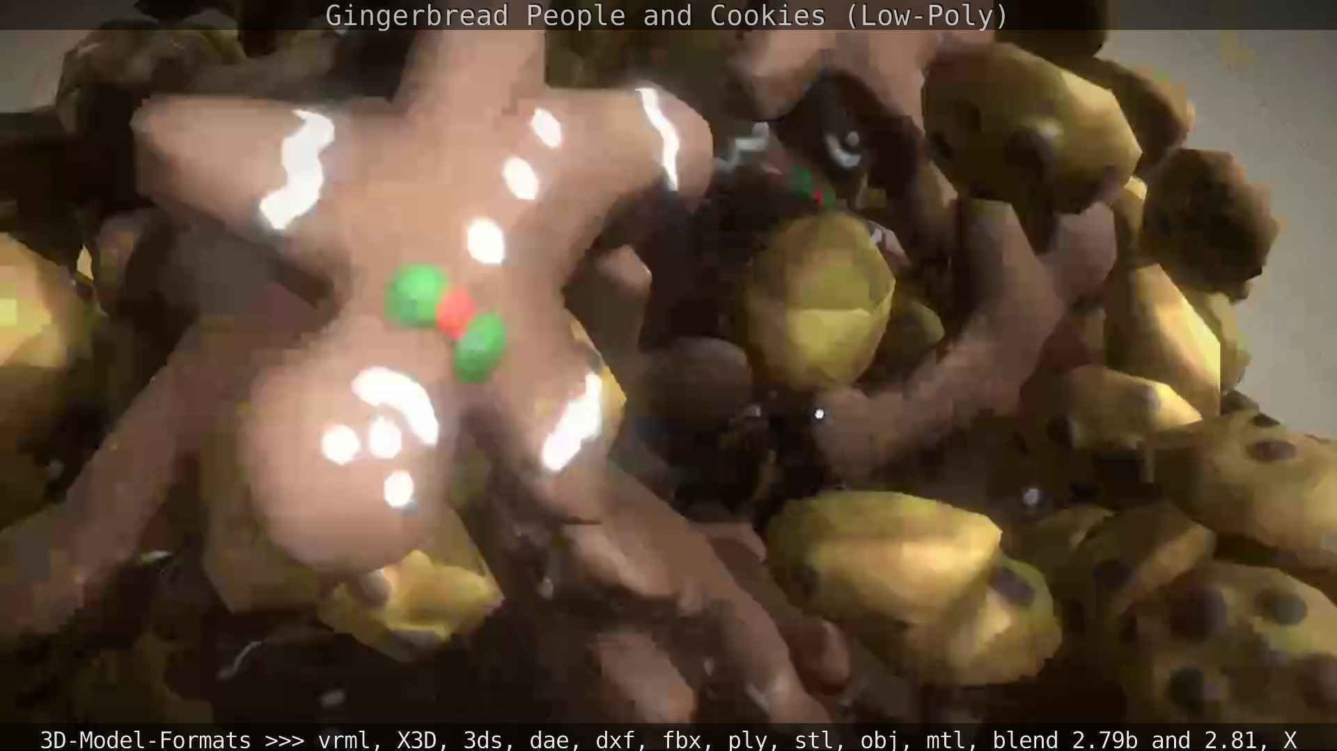 Gingerbread People And Cookies Low-Poly Low-poly 3D model_32