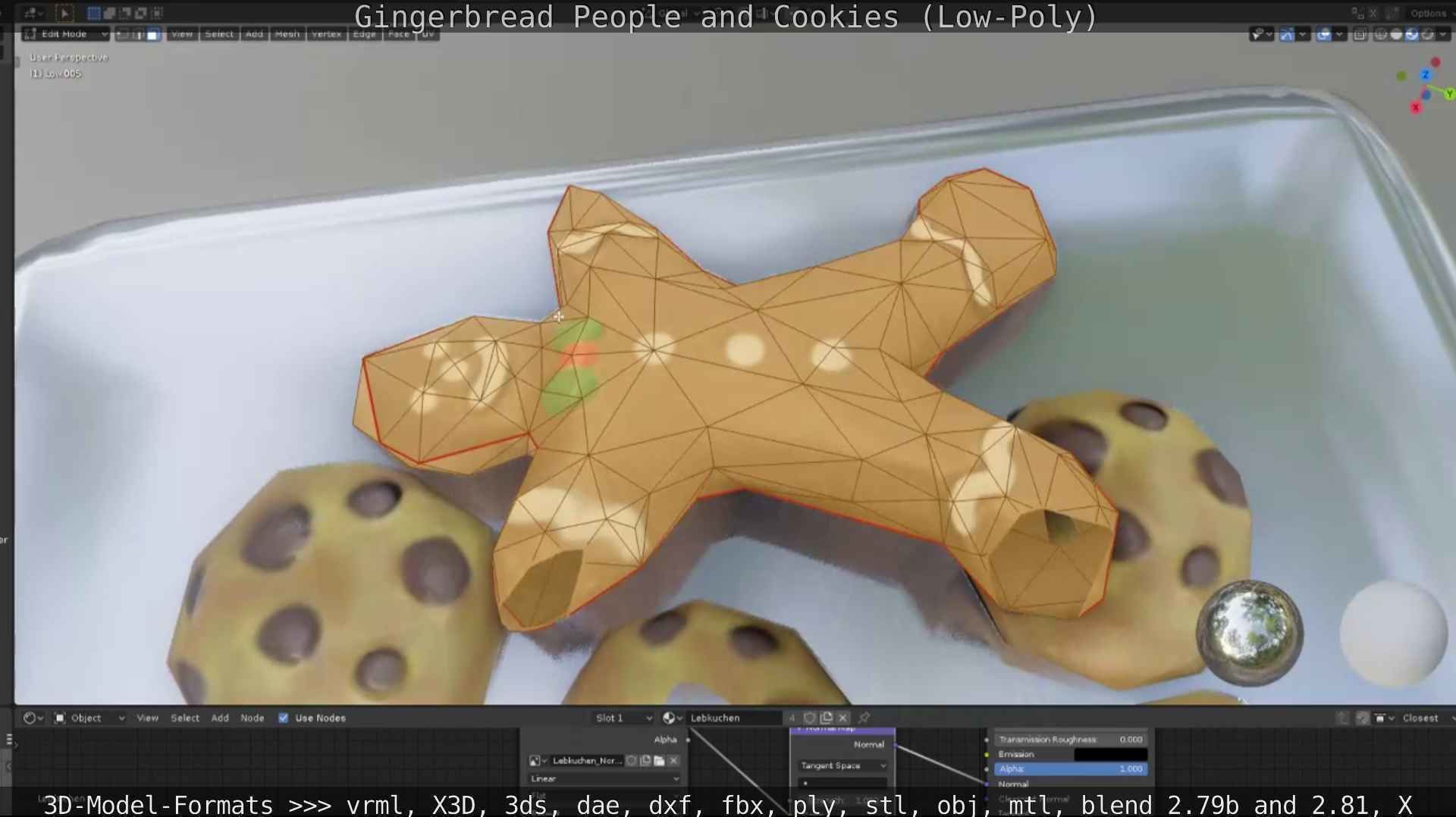 Gingerbread People And Cookies Low-Poly Low-poly 3D model_91