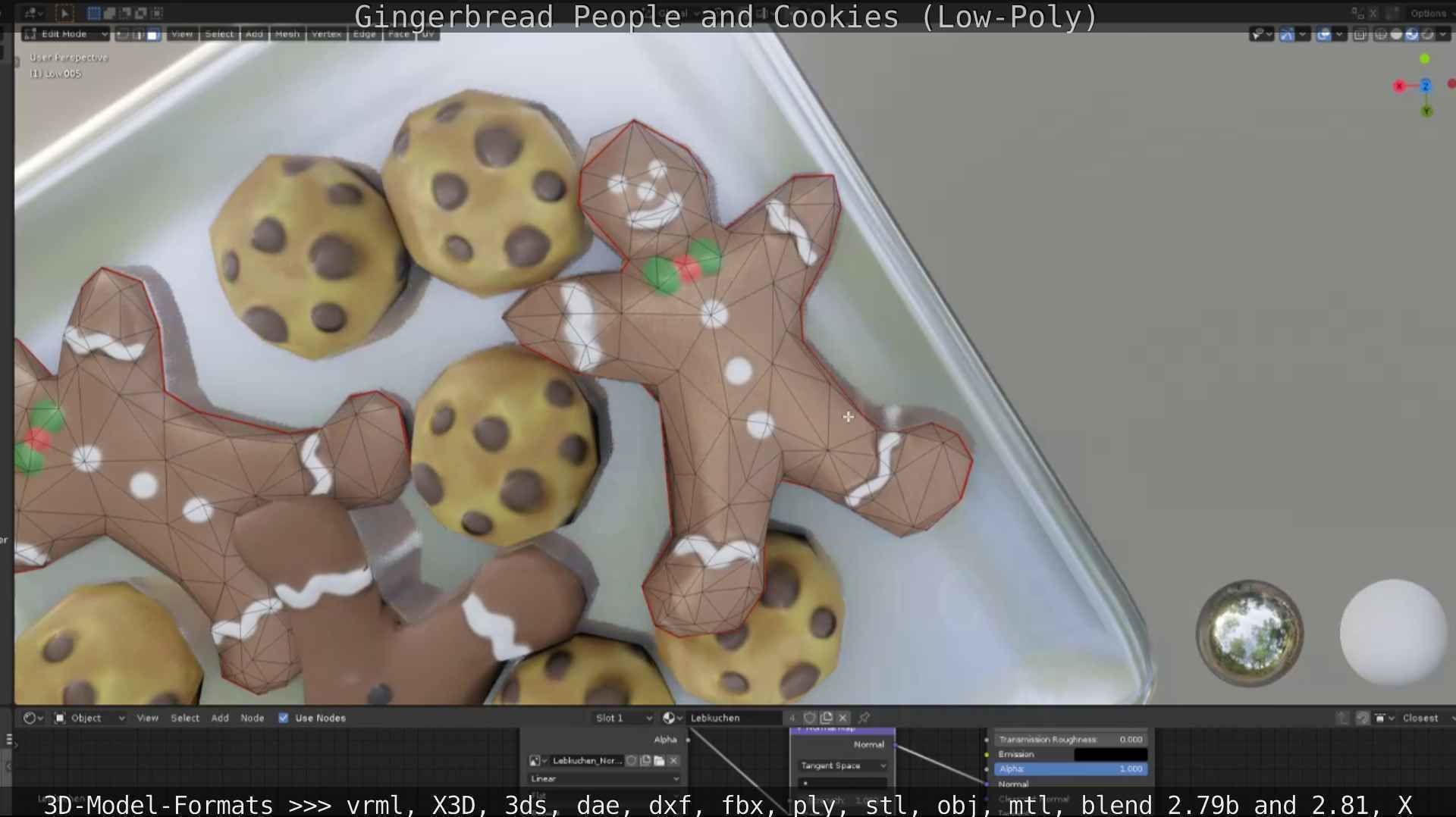 Gingerbread People And Cookies Low-Poly Low-poly 3D model_36