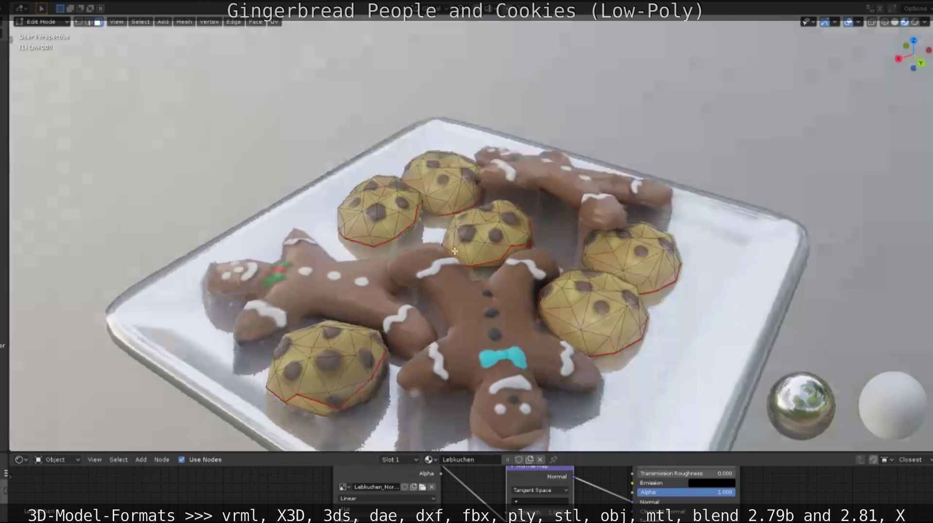 Gingerbread People And Cookies Low-Poly Low-poly 3D model_96