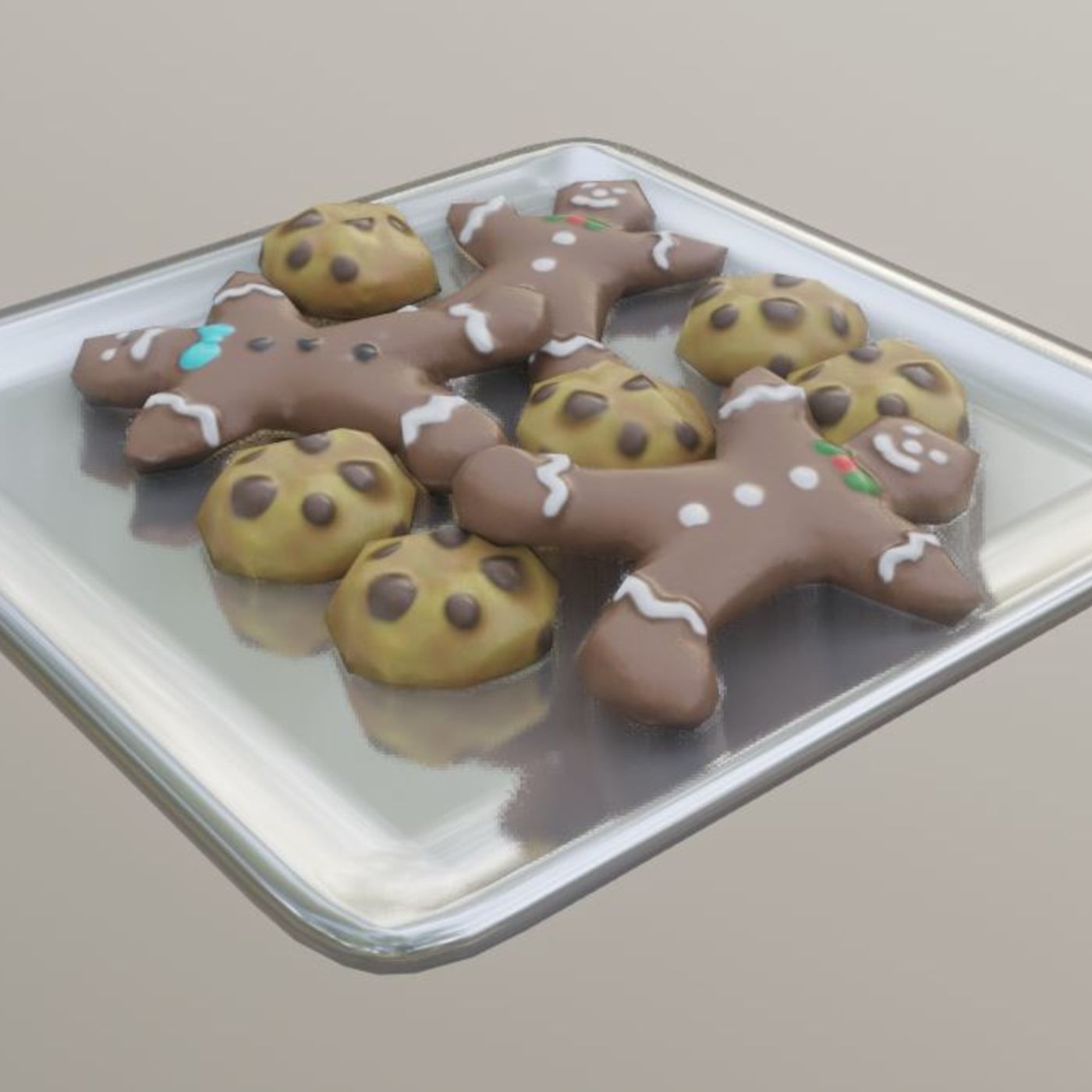 Gingerbread People And Cookies Low-Poly Low-poly 3D model_3
