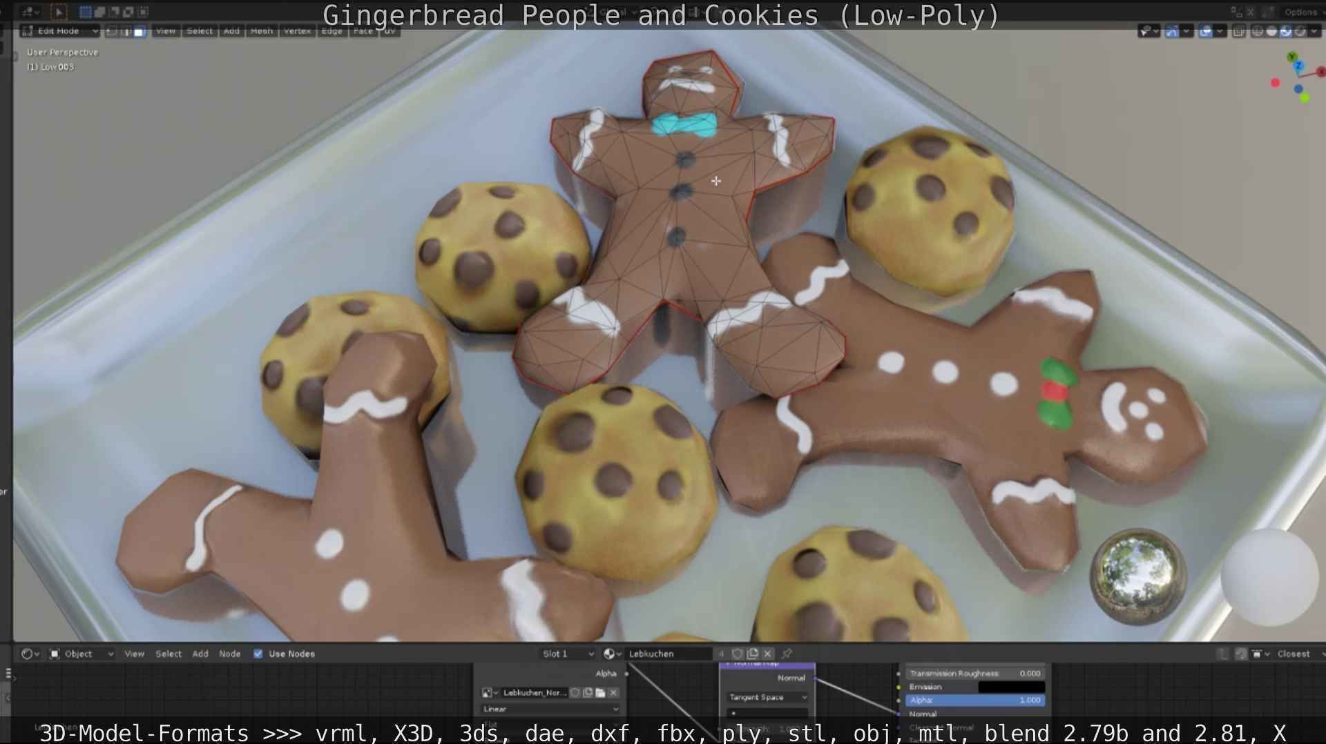 Gingerbread People And Cookies Low-Poly Low-poly 3D model_94
